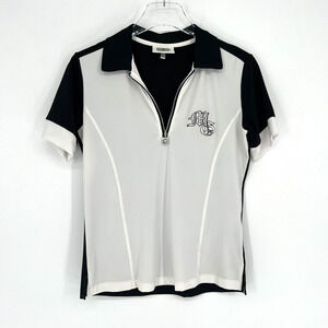 Masters Golf‎ Polo Womens 6 Embellished Saying Athleisure Black White